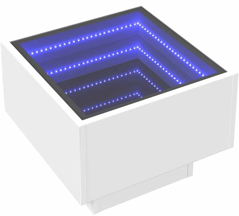 Naktinis staliukas su Infinity LED, baltas, 40x40x30cm