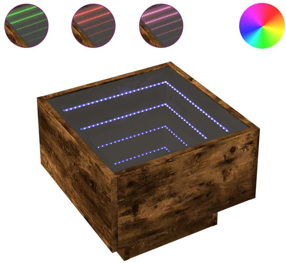 Naktinis staliukas su Infinity LED, dūminio ąžuolo, 40x40x30cm