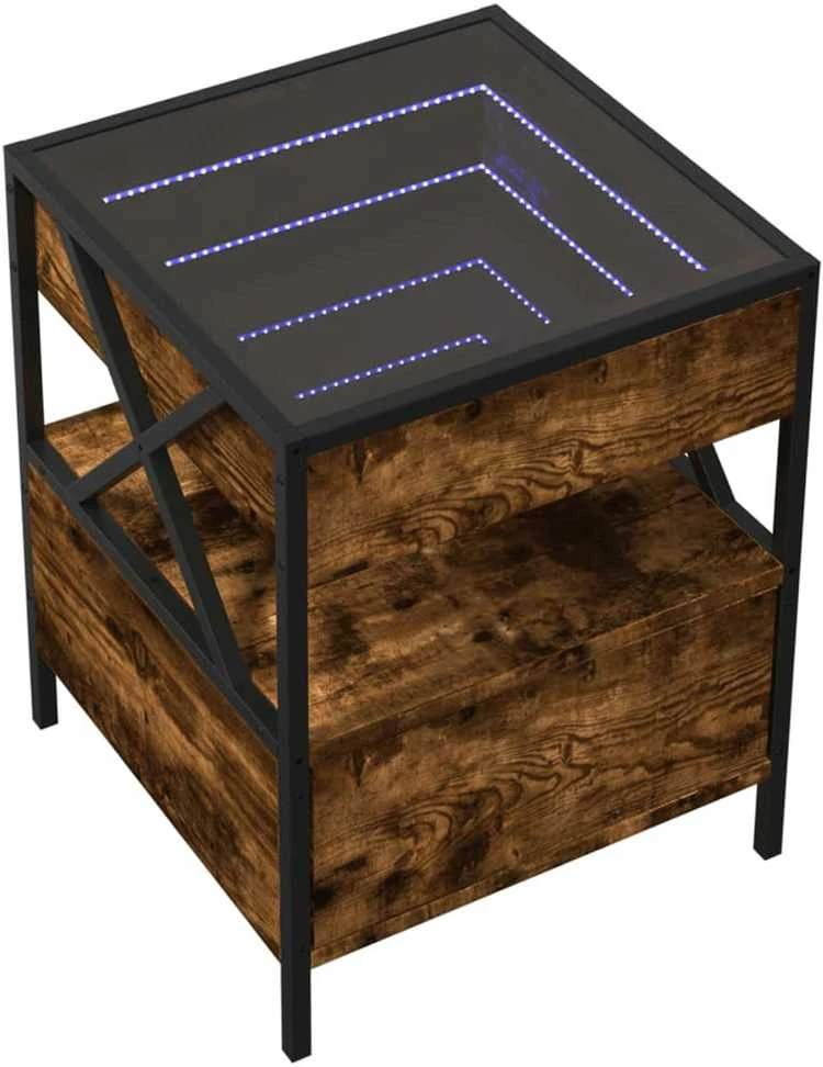 Naktinis staliukas su Infinity LED, dūminio ąžuolo, 40x40x51cm