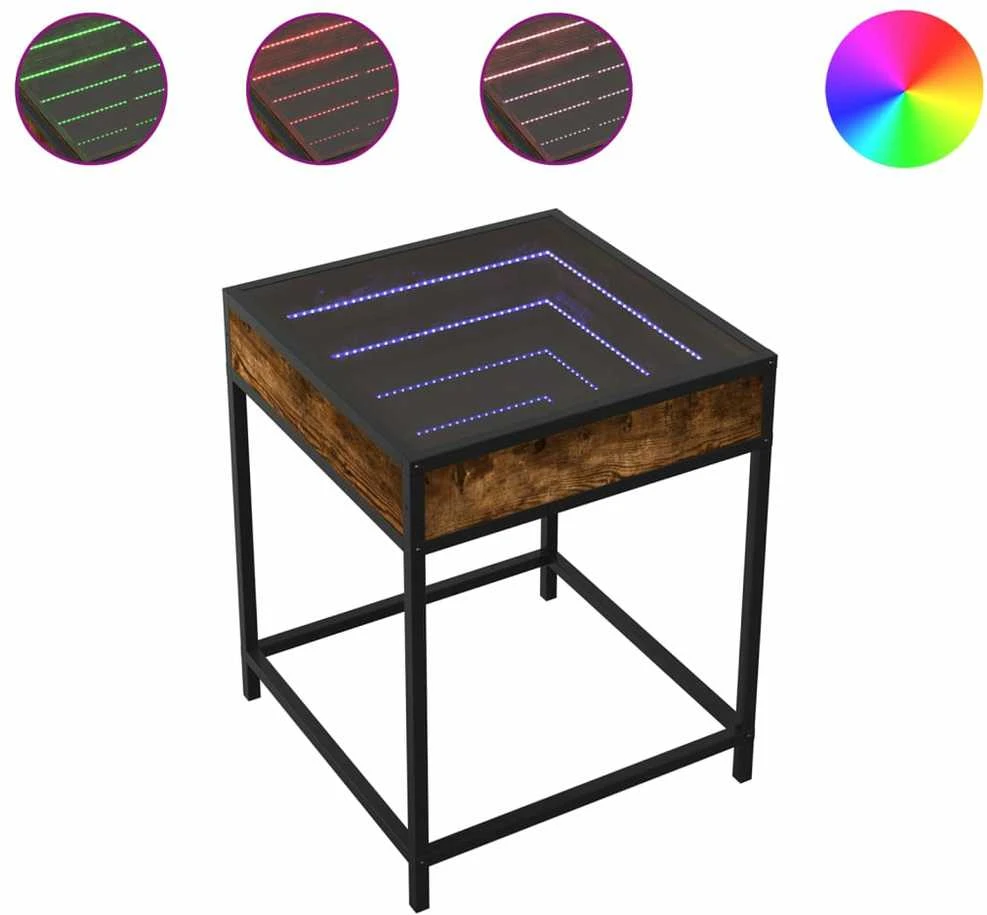 Naktinis staliukas su Infinity LED, dūminio ąžuolo, 40x40x51cm