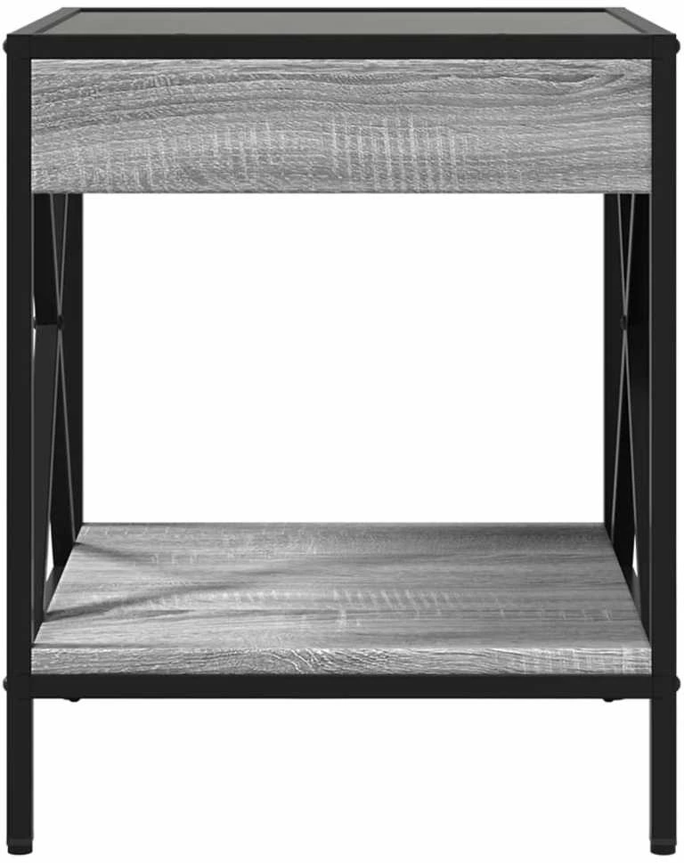Naktinis staliukas su Infinity LED, pilkas ąžuolo, 40x40x49cm