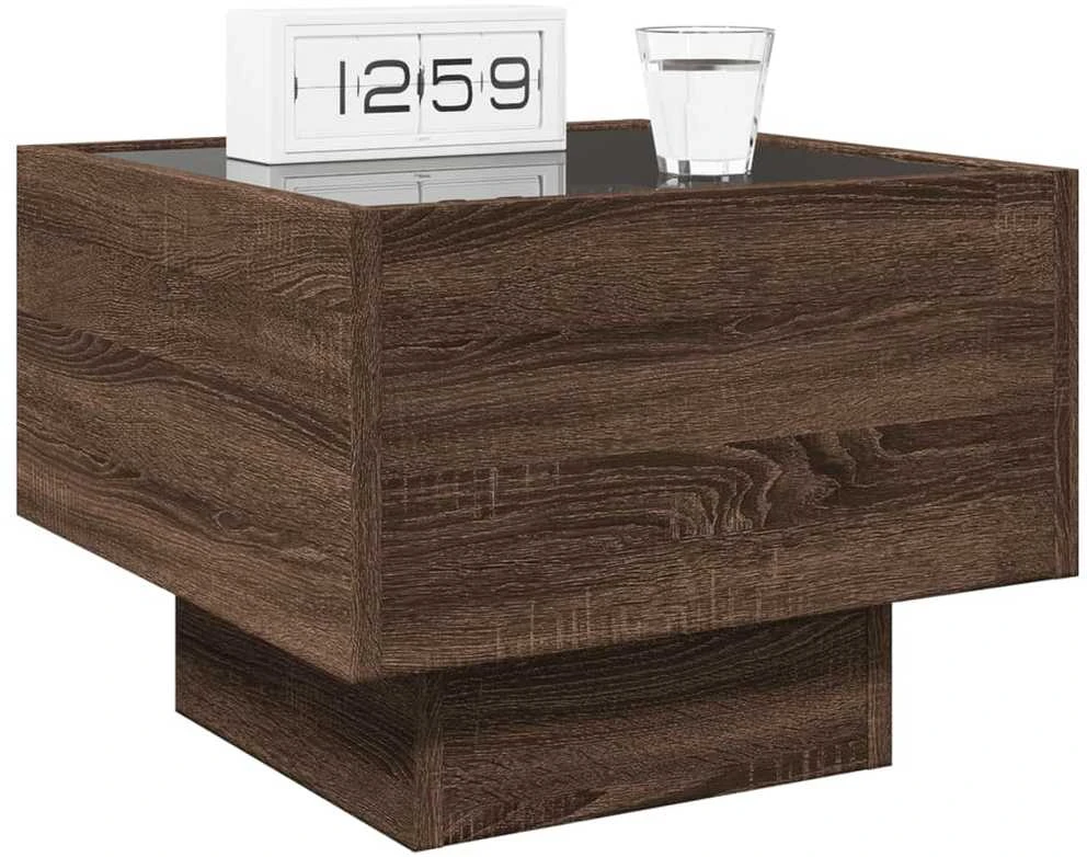 Naktinis staliukas su Infinity LED, rudas ąžuolo, 40x40x30cm