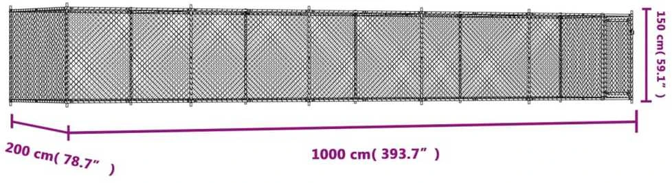Narvas šunims su durimis, pilkas, 10x2x1,5m, plienas