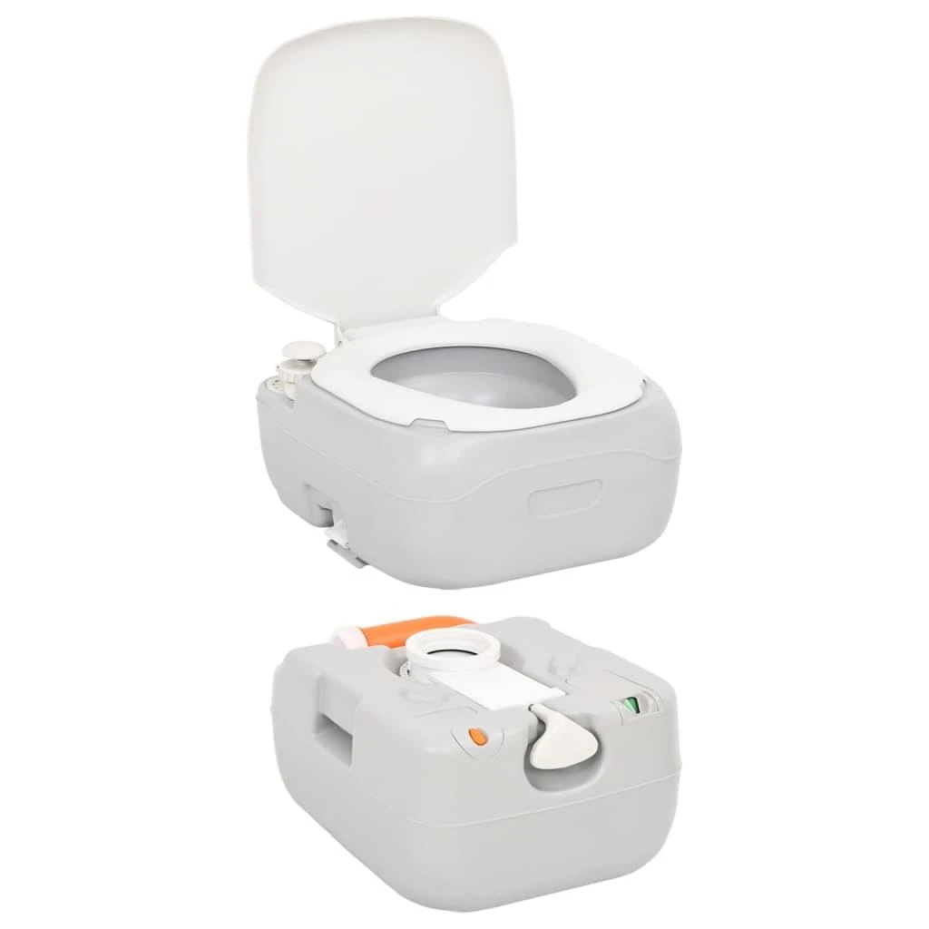 Nešiojamas stovyklavimo tualetas, pilkas/baltas, 22+12l, HDPE