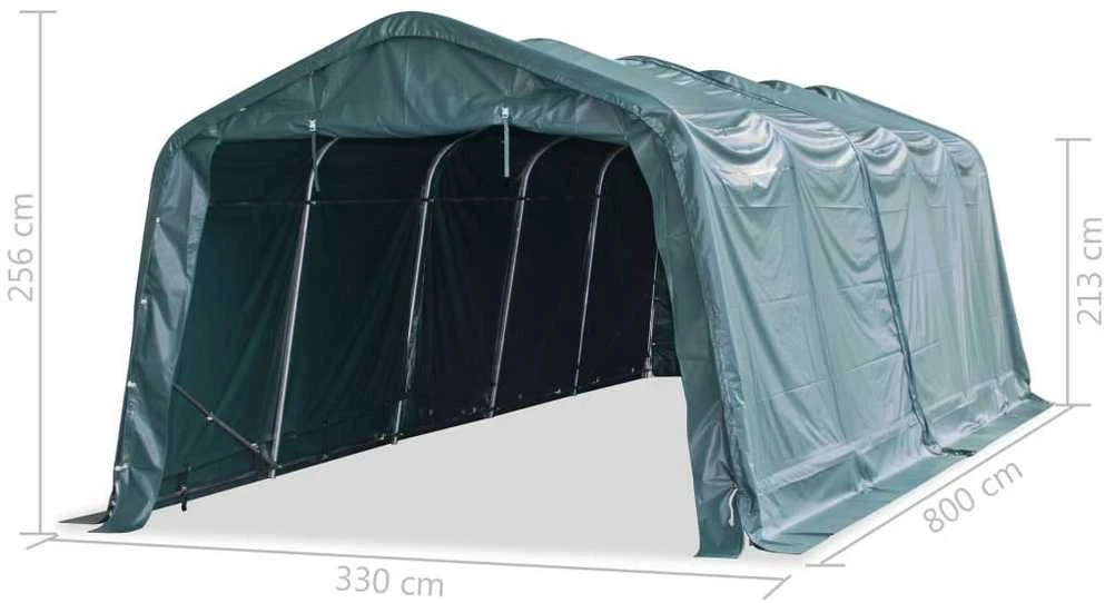 Nuimama palapinė gyvuliams, tamsiai žalia, 3,3x8m, PVC, 550g/m²