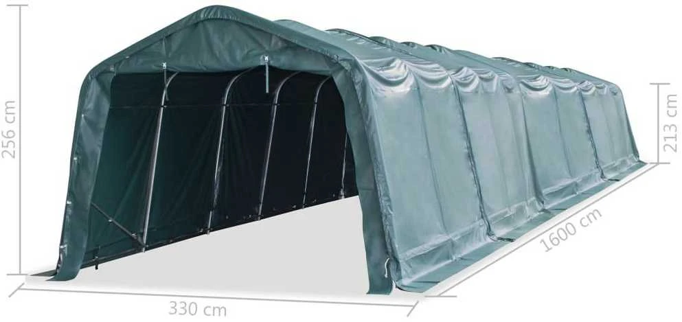 Nuimama palapinė gyvuliams, žalia, 3,3x16m, PVC, 550g/m²