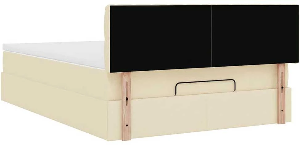 Osmanų lova su čiužiniu ir LED kreminiu 140x200 cm audiniu