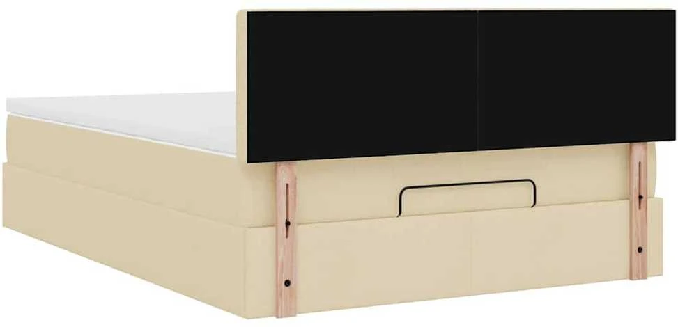 Osmanų lova su čiužiniu ir LED kreminiu 140x200 cm audiniu