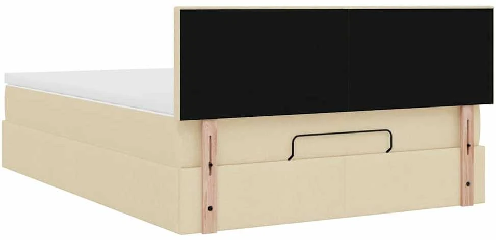 Osmanų lova su čiužiniu ir LED kreminiu 140x200 cm audiniu
