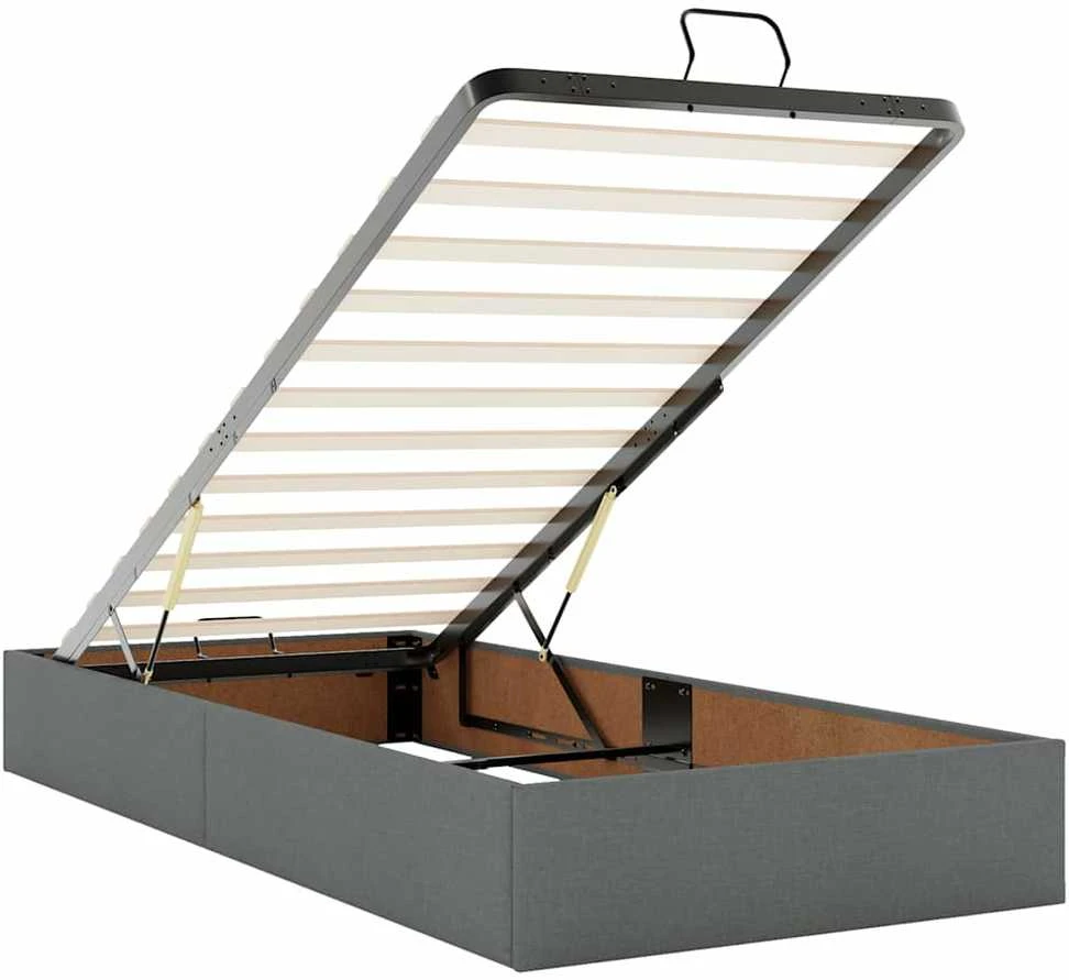 Osmanų lova su čiužiniu ir LED, tamsiai pilkas 90x200cm audinys