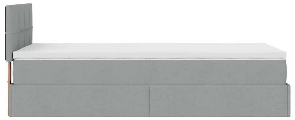Osmanų lova su čiužiniu ir LED šviesiai pilkas 90x200cm audinys