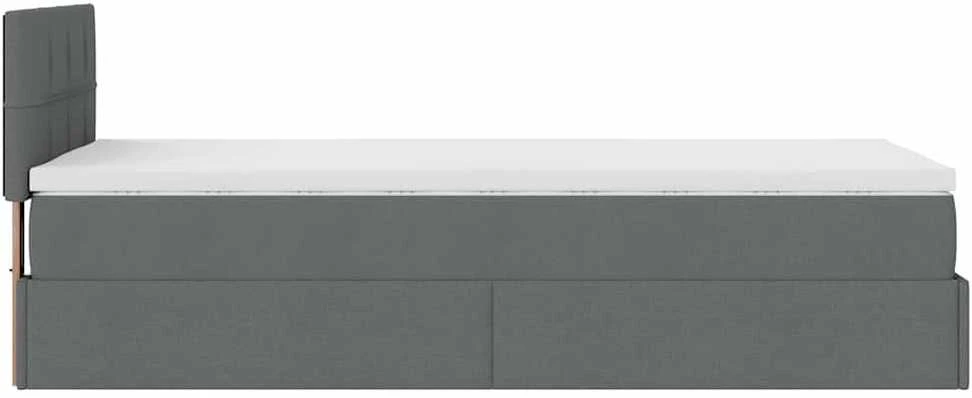 Osmanų lova su čiužiniu ir LED, tamsiai pilkas 90x200cm audinys