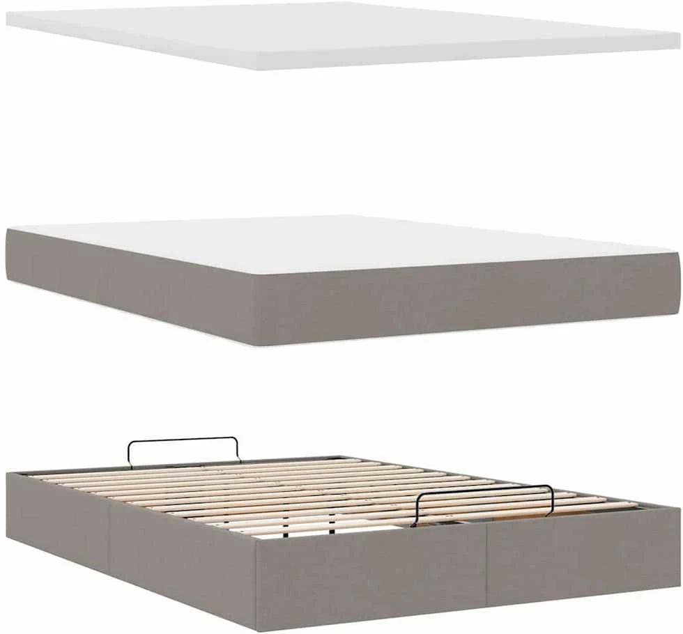 Osmanų lova su čiužiniu ir LED lemputėmis Taupe 140x200 cm