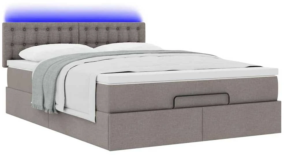 Osmanų lova su čiužiniu ir LED lemputėmis Taupe 140x200 cm