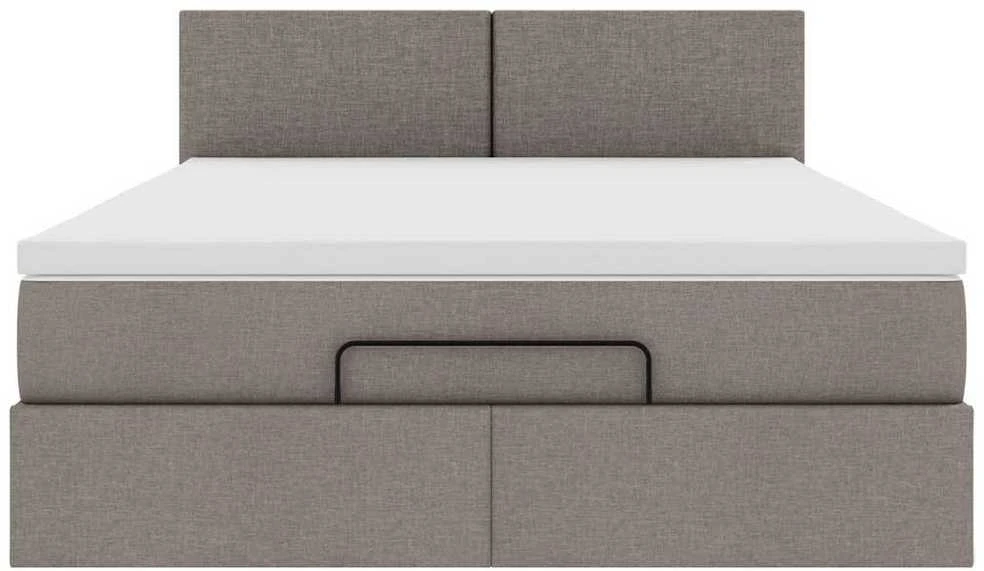 Osmanų lova su čiužiniu ir LED lemputėmis Taupe 140x200 cm