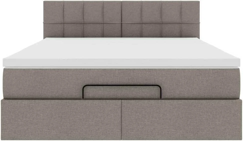 Osmanų lova su čiužiniu, taupe, 140x200cm, audinys
