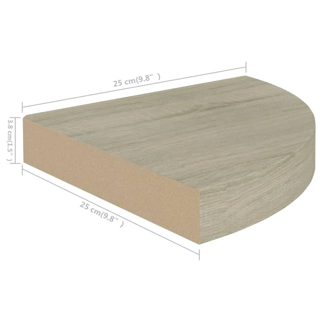 Pakabinama kampinė lentyna, ąžuolo spalvos, 25x25x3,8cm, MDF