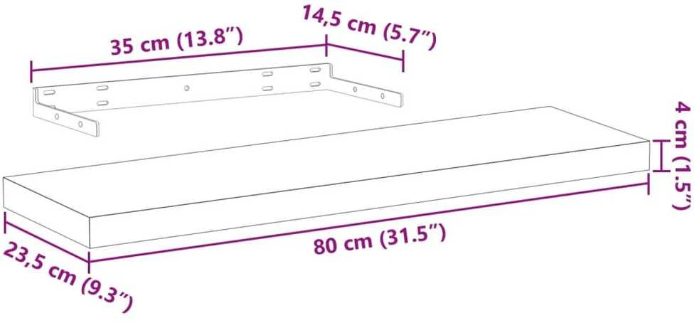 Pakabinama lentyna, 80x23,5x4cm, apdirbta mediena