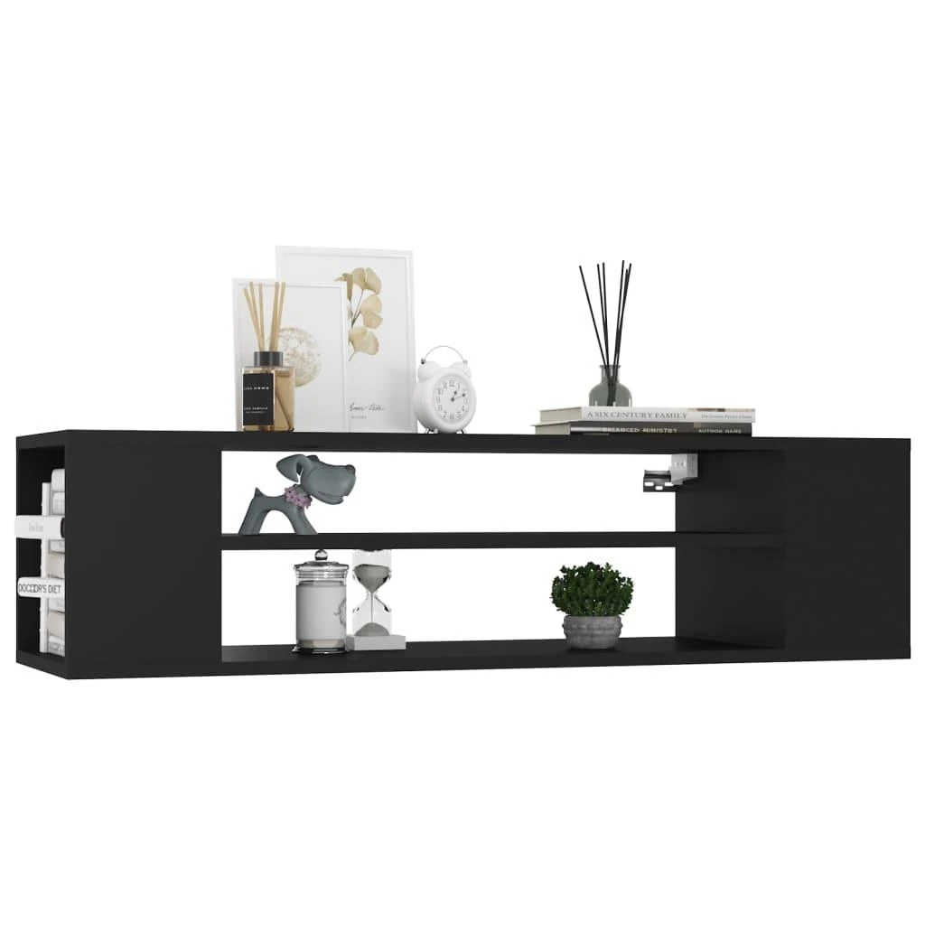 TV staliukas Pakabinama TV spintelė, juoda, 100x30x26,5cm, mediena