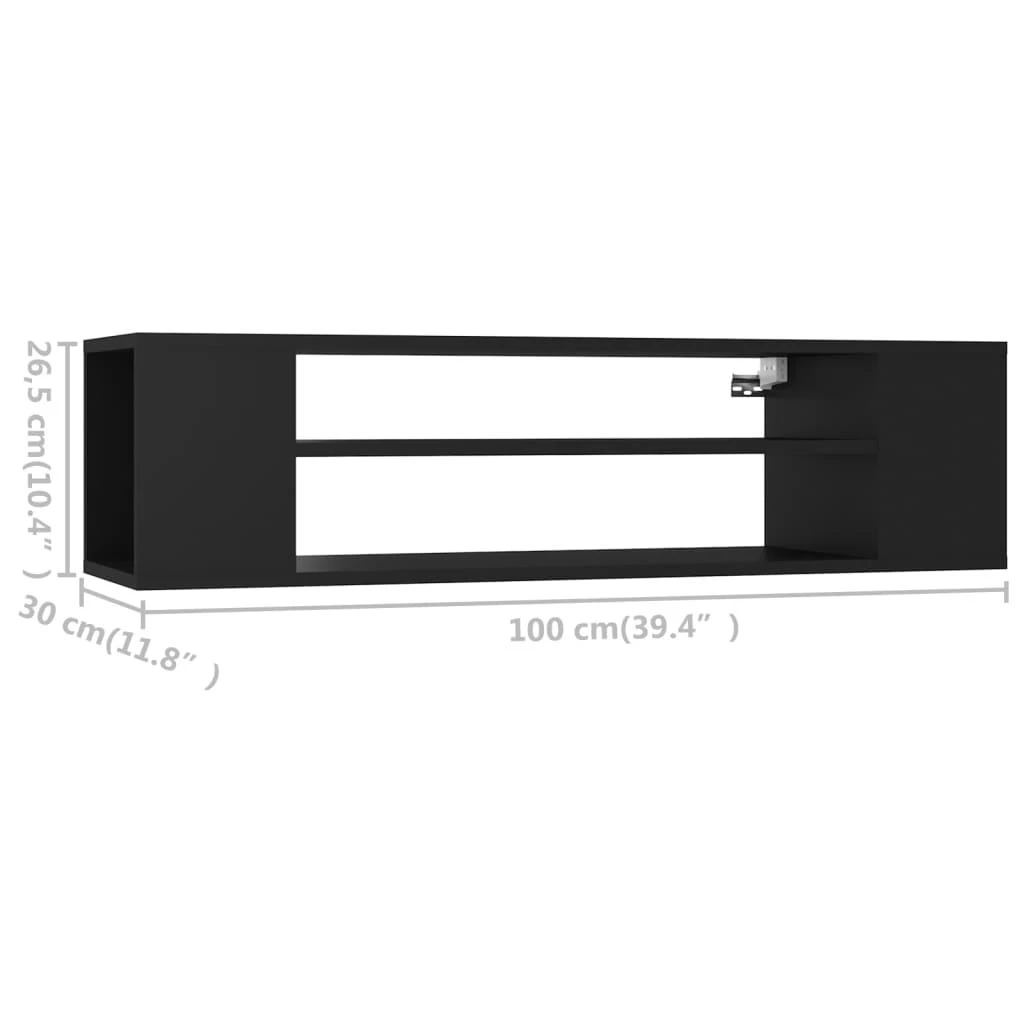 TV staliukas Pakabinama TV spintelė, juoda, 100x30x26,5cm, mediena