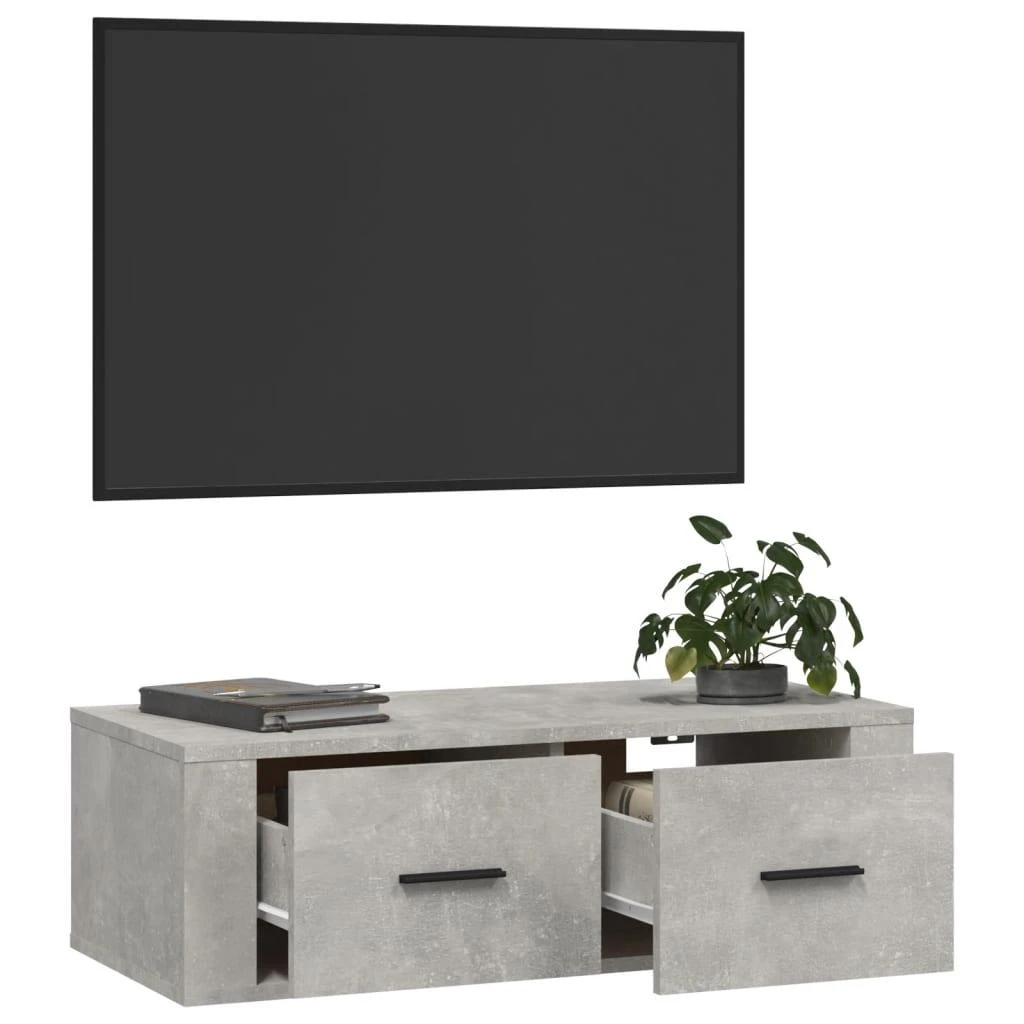 TV staliukas Pakabinama TV spintelė, betono pilka, 80x36x25cm, mediena