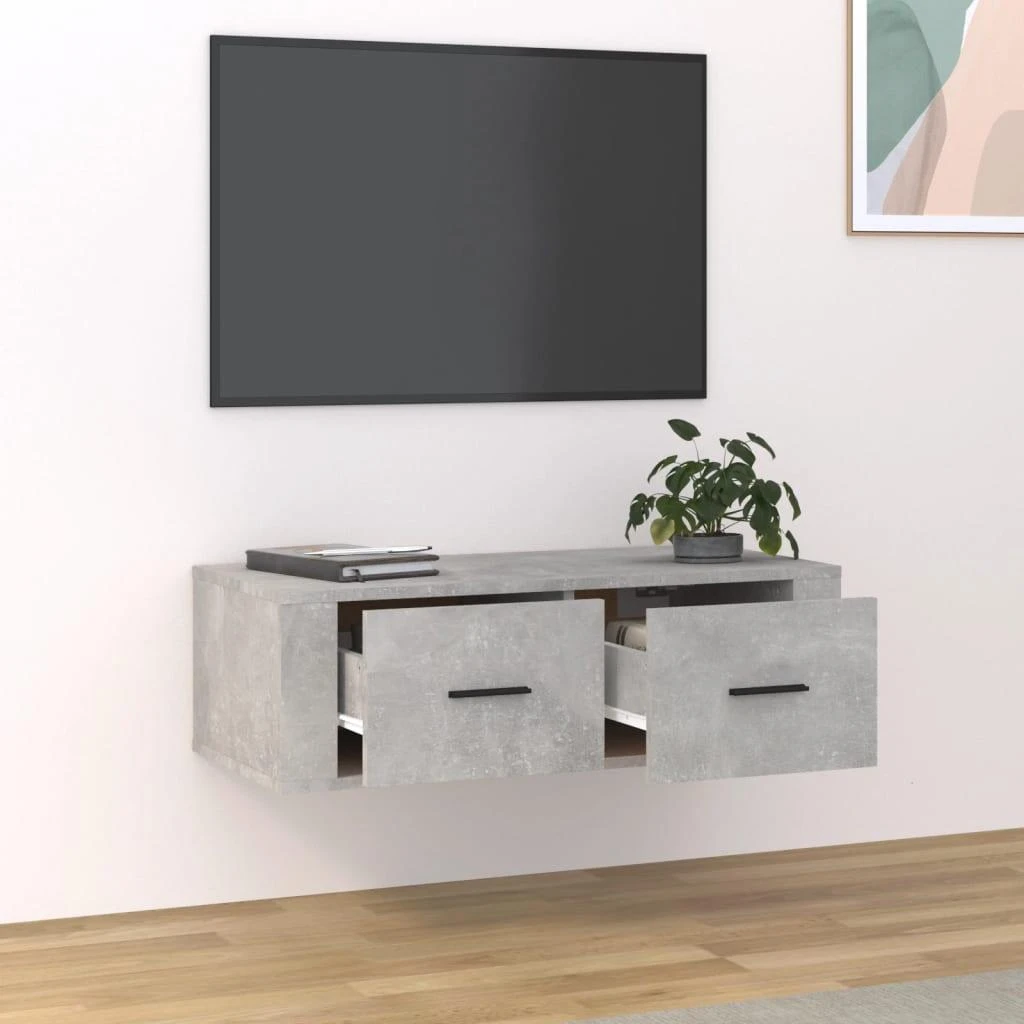 TV staliukas Pakabinama TV spintelė, betono pilka, 80x36x25cm, mediena