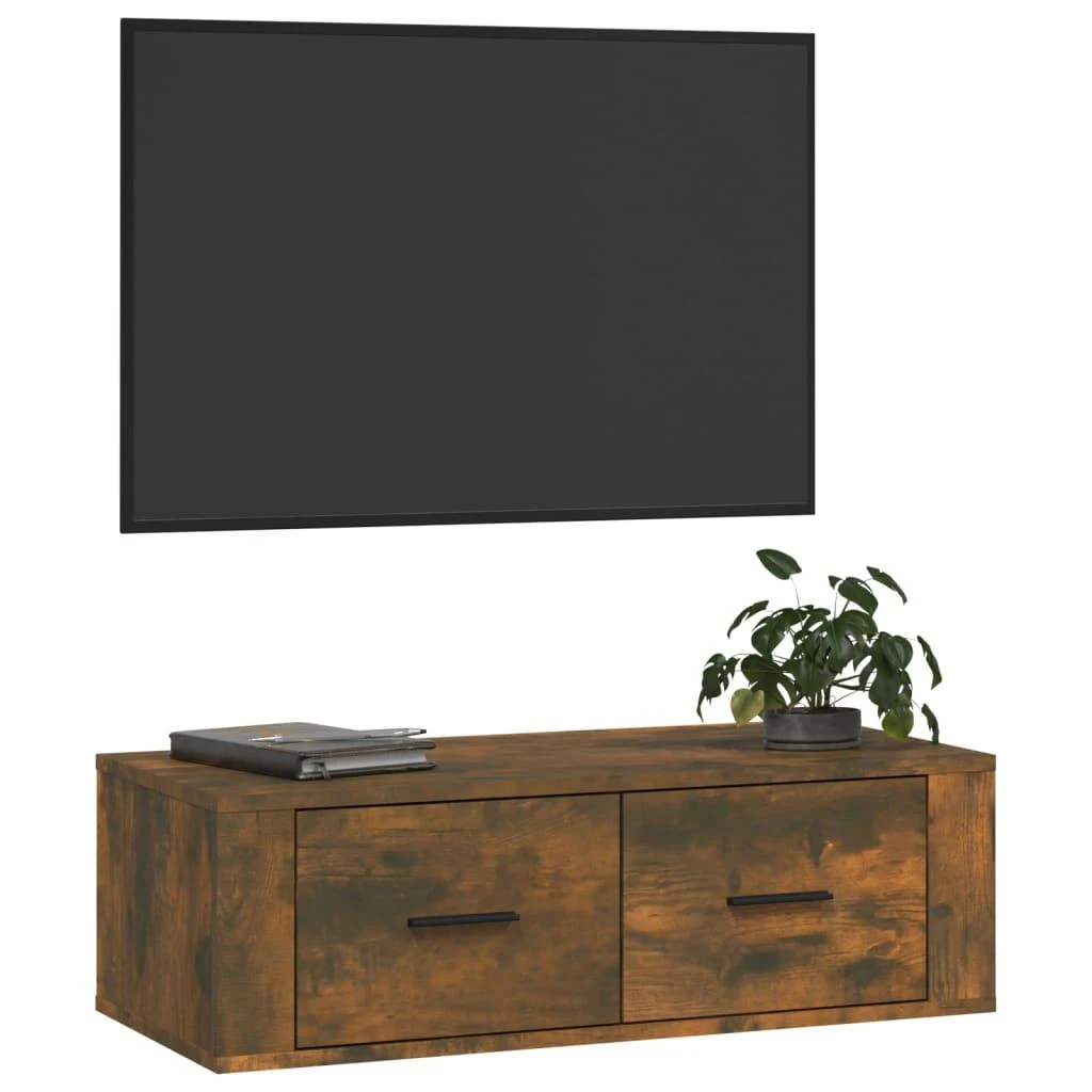 TV staliukas Pakabinama TV spintelė, dūminio ąžuolo, 80x36x25cm, mediena