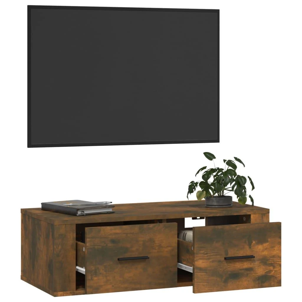 TV staliukas Pakabinama TV spintelė, dūminio ąžuolo, 80x36x25cm, mediena