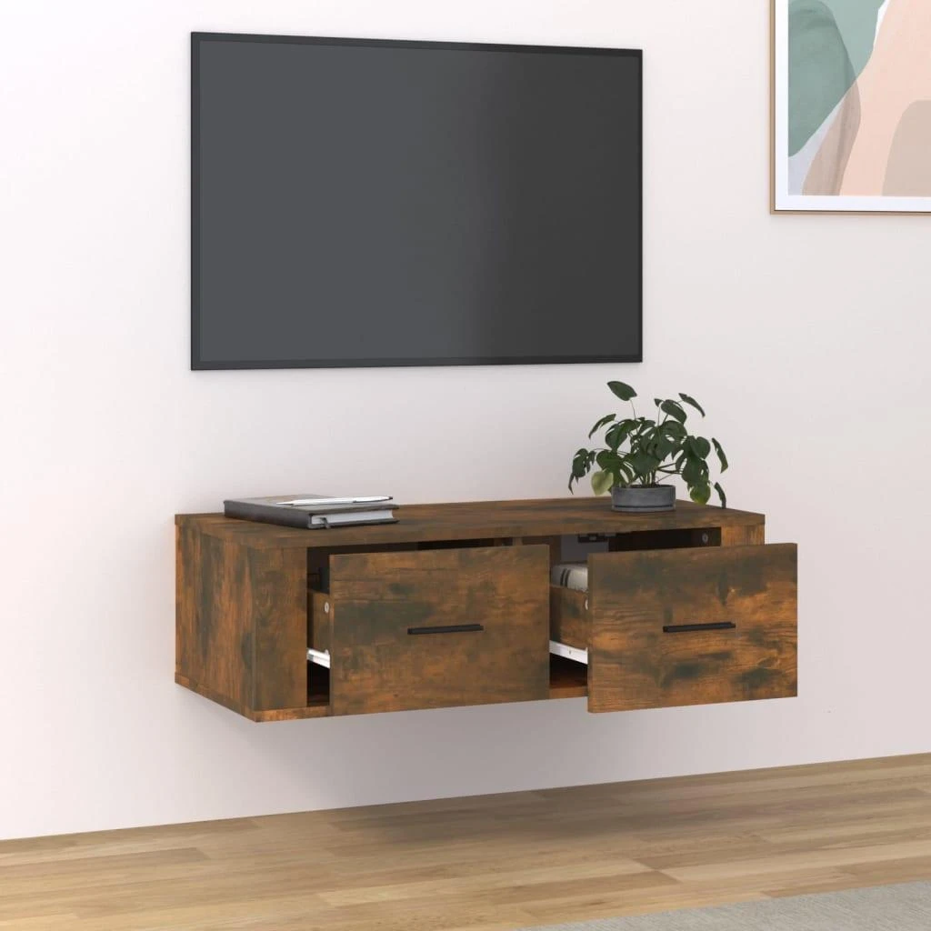 TV staliukas Pakabinama TV spintelė, dūminio ąžuolo, 80x36x25cm, mediena