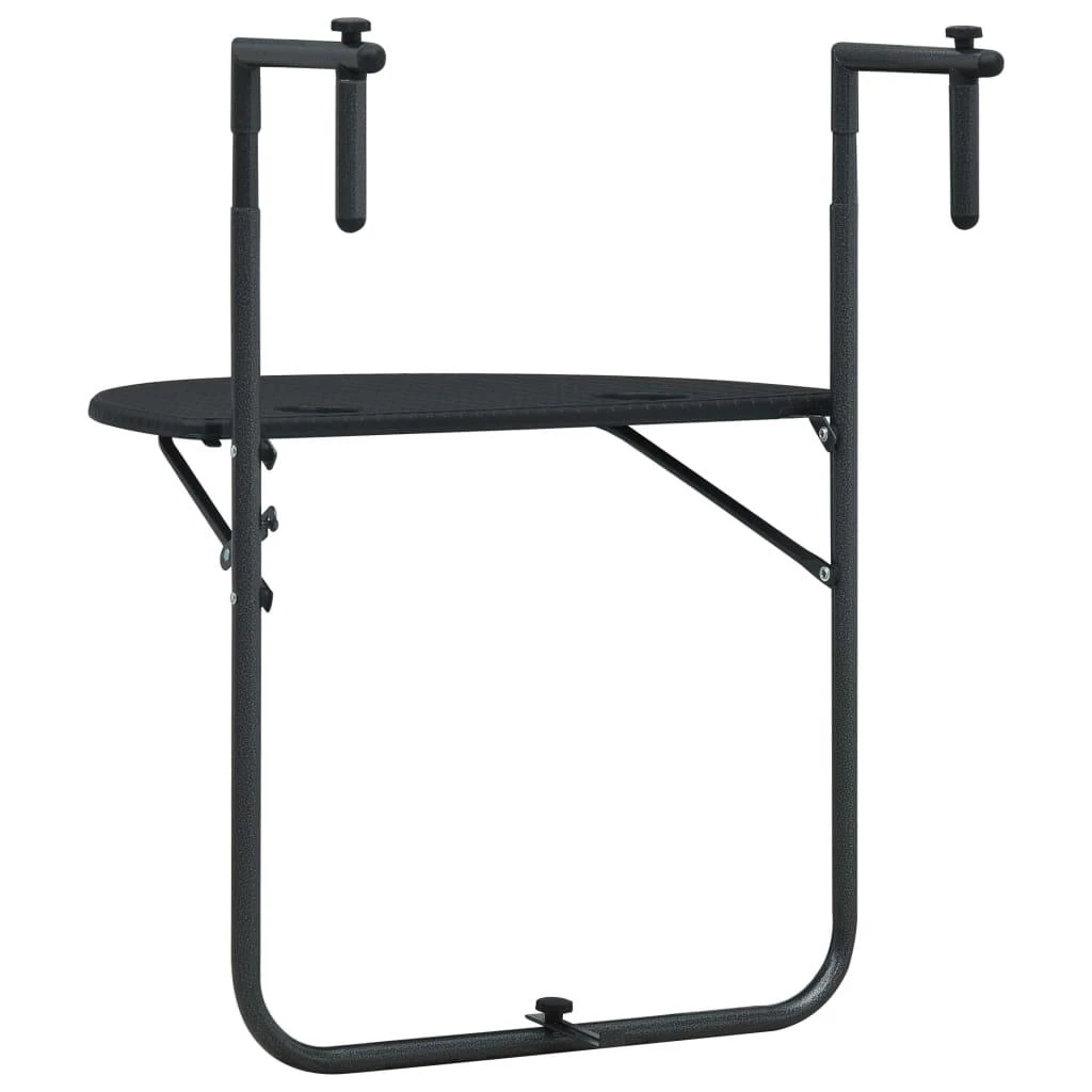 Pakabinamas balkono stalas, juodas, 60x64x83,5cm, plastikas