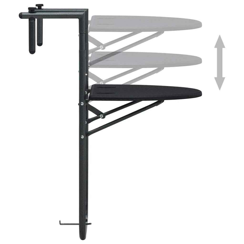 Pakabinamas balkono stalas, juodas, 60x64x83,5cm, plastikas