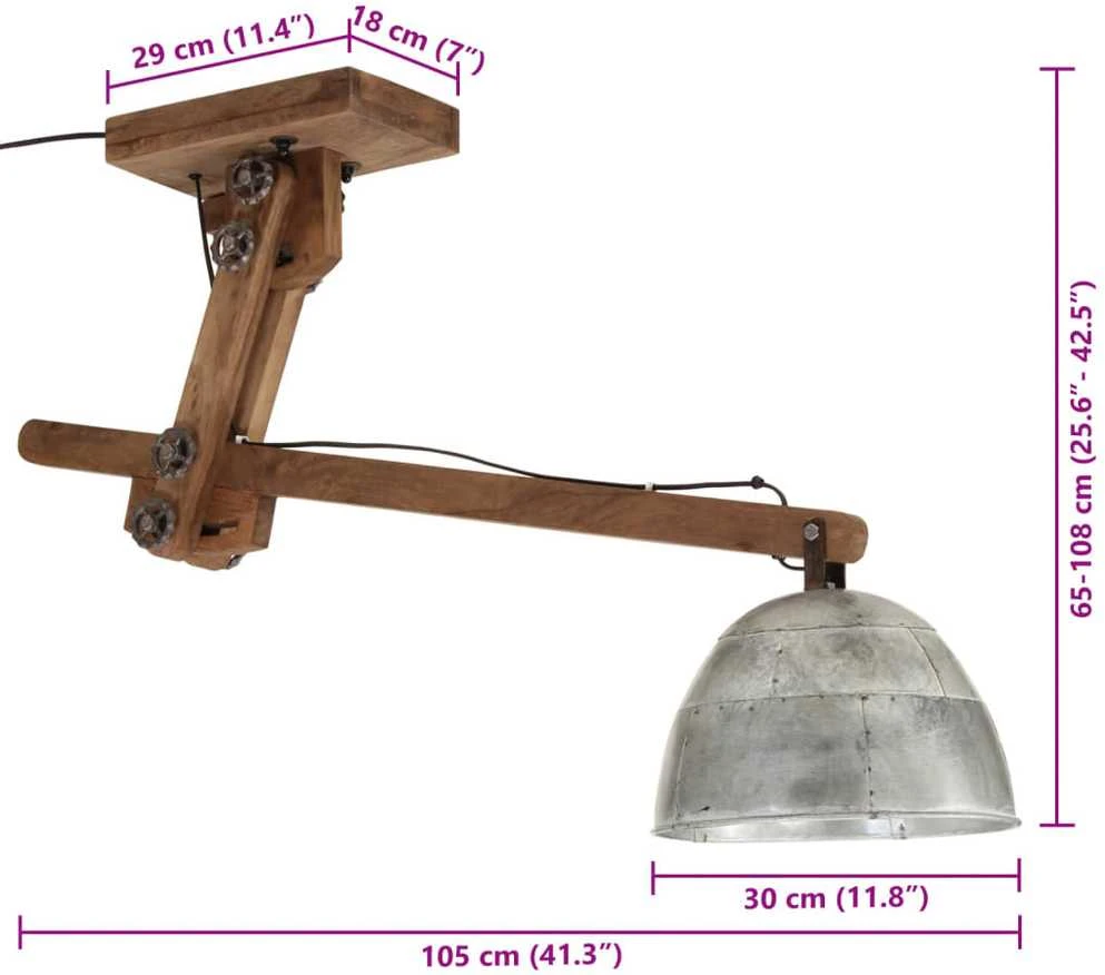 Lubinis šviestuvas, sidabrinis, 105x30x65-108cm, 25W, E27