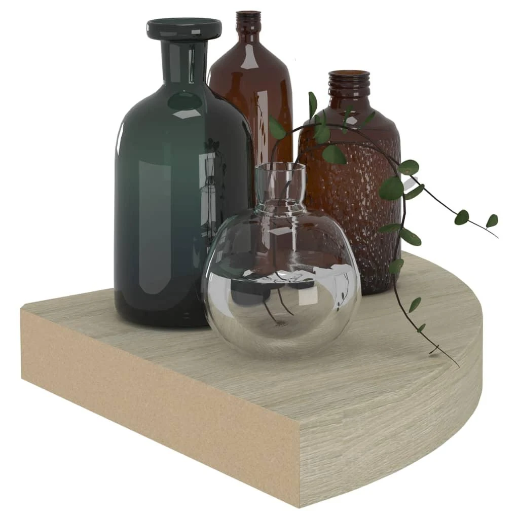 Pakabinamos kampinės lentynos, 2vnt., ąžuolo, 25x25x3,8cm, MDF