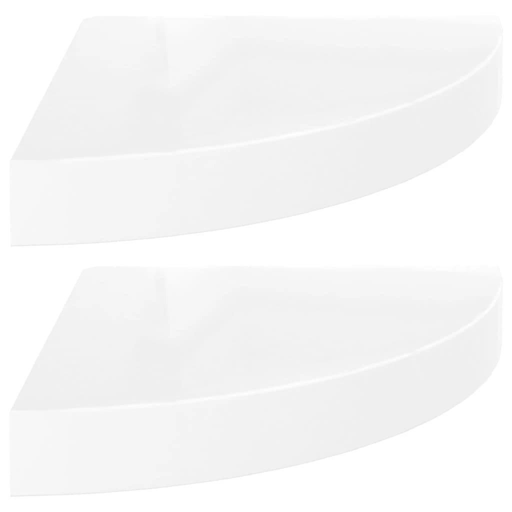 Pakabinamos kampinės lentynos, 2vnt., baltos, 25x25x3,8cm, MDF
