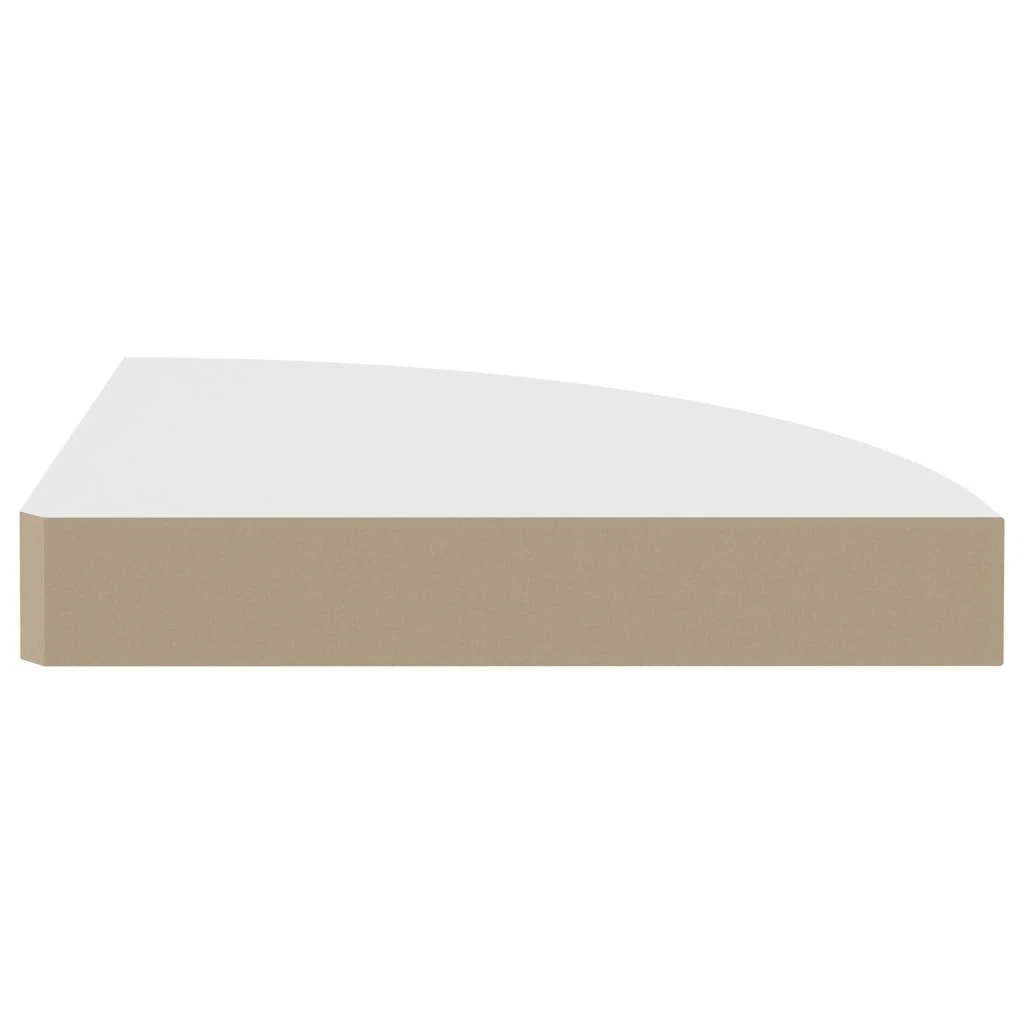 Pakabinamos kampinės lentynos, 4vnt., baltos, 25x25x3,8cm, MDF