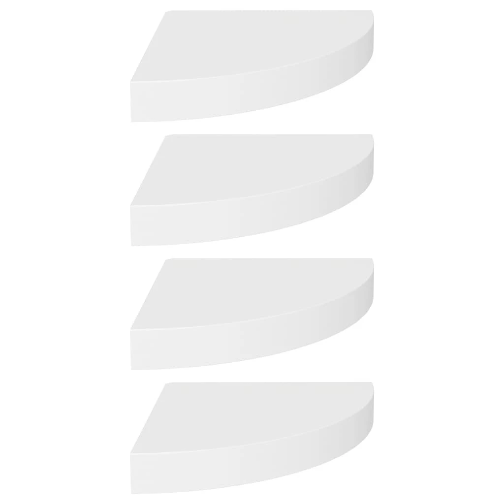 Pakabinamos kampinės lentynos, 4vnt., baltos, 25x25x3,8cm, MDF