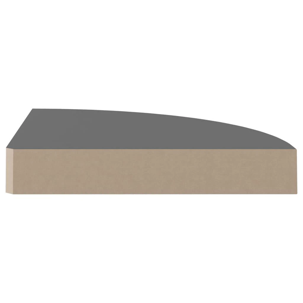 Pakabinamos kampinės lentynos, 4vnt., pilkos, 25x25x3,8cm, MDF