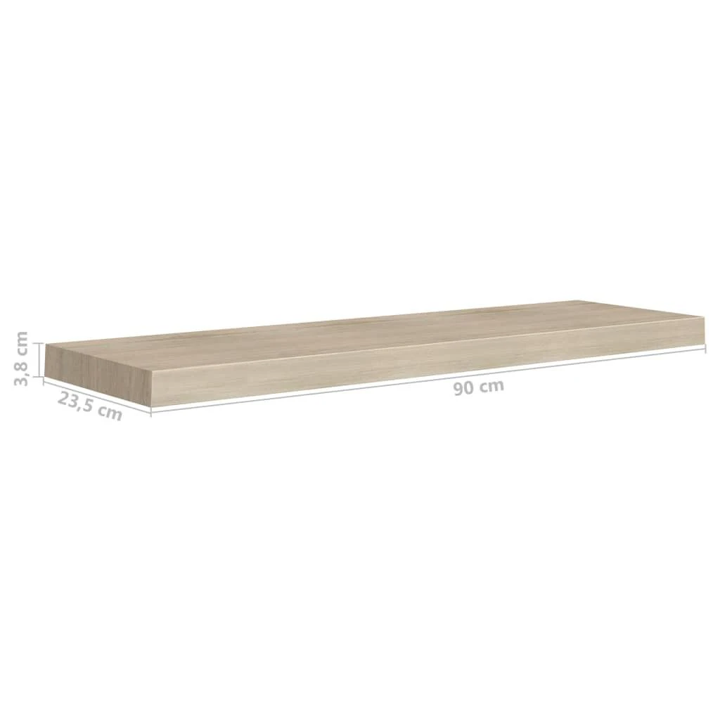 Pakabinamos lentynos, 2vnt., ąžuolo spalvos, 90x23,5x3,8cm, MDF