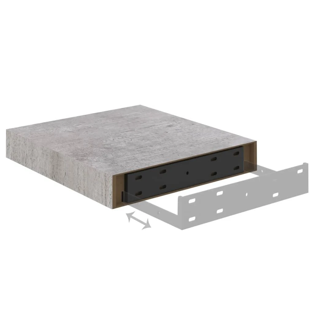 Pakabinamos lentynos, 2vnt., betono pilkos, 23x23,5x3,8cm, MDF