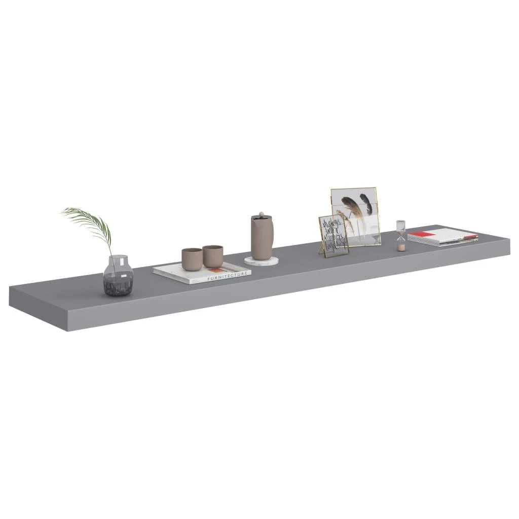 Pakabinamos lentynos, 2vnt., pilkos, 120x23,5x3,8cm, MDF