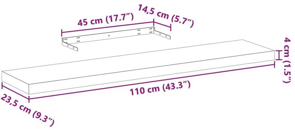 Pakabinamos lentynos, 4vnt., 110x23,5x4cm, apdirbta mediena