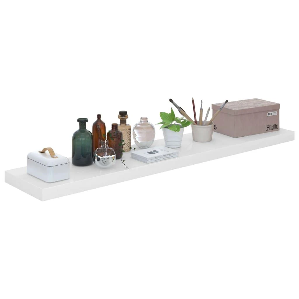 Pakabinamos lentynos, 4vnt., baltos, 120x23,5x3,8cm, MDF