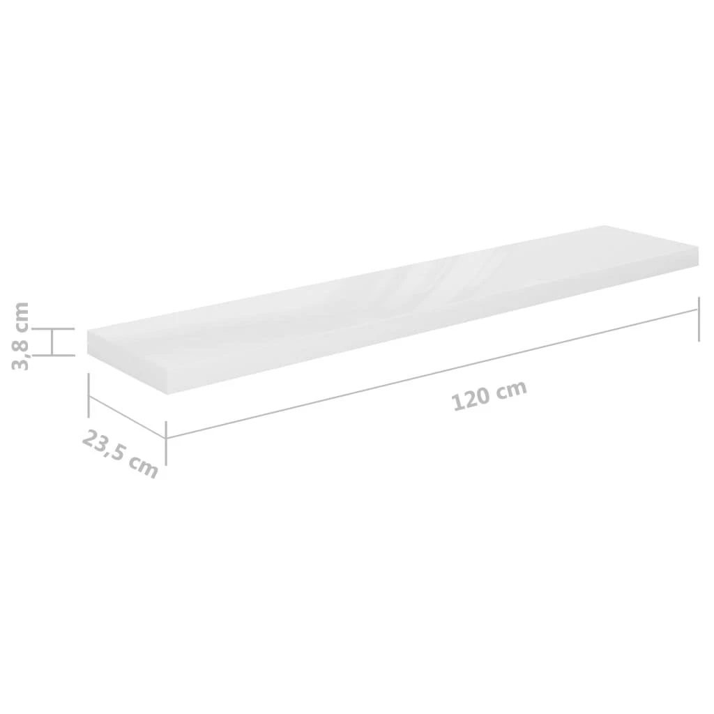 Pakabinamos lentynos, 4vnt., baltos, 120x23,5x3,8cm, MDF