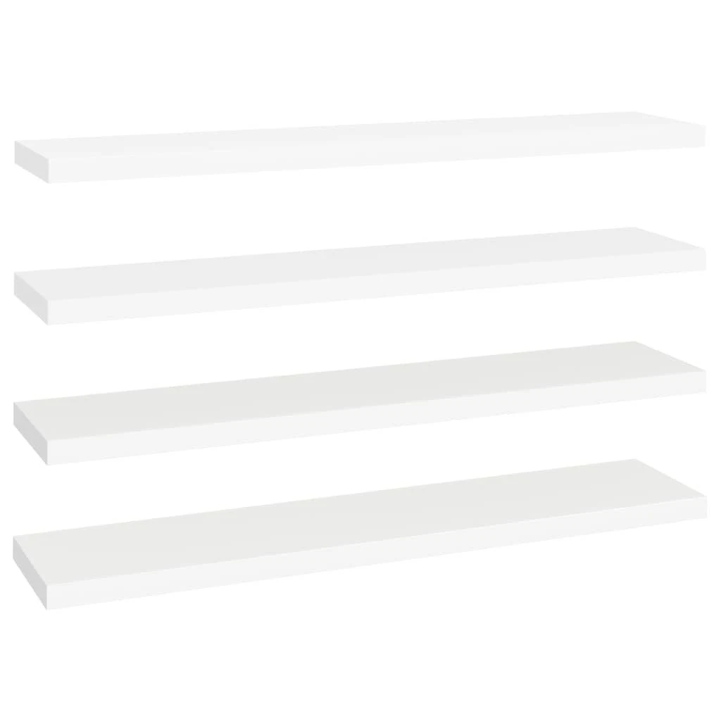 Pakabinamos lentynos, 4vnt., baltos, 120x23,5x3,8cm, MDF