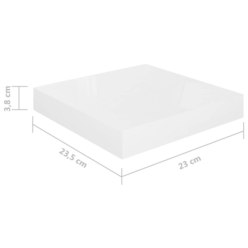 Pakabinamos lentynos, 4vnt., baltos, 23x23,5x3,8cm, MDF