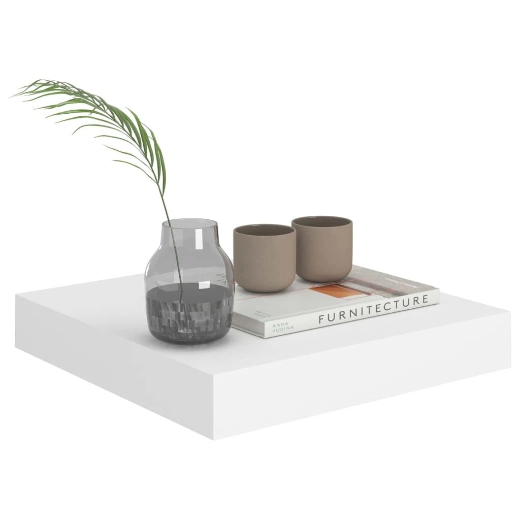 Pakabinamos lentynos, 4vnt., baltos, 23x23,5x3,8cm, MDF
