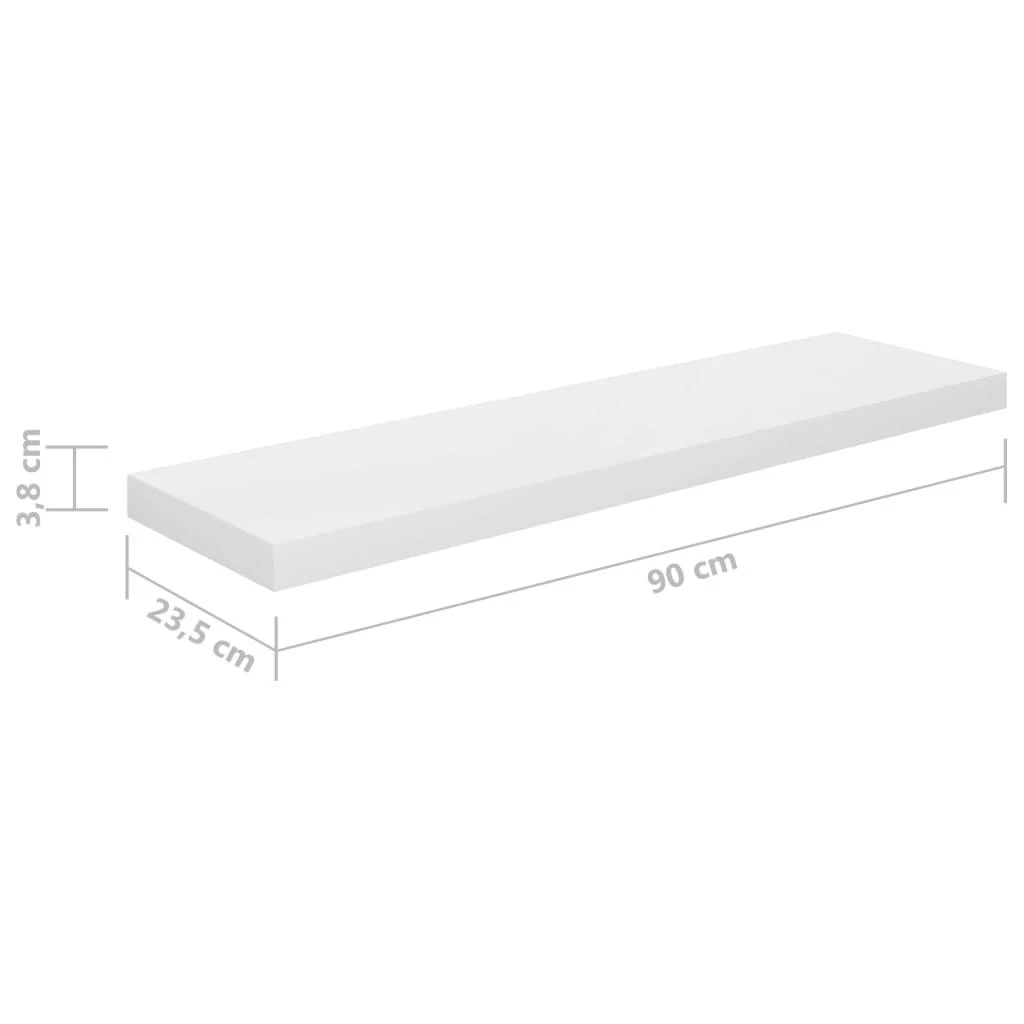 Pakabinamos lentynos, 4vnt., baltos, 90x23,5x3,8cm, MDF