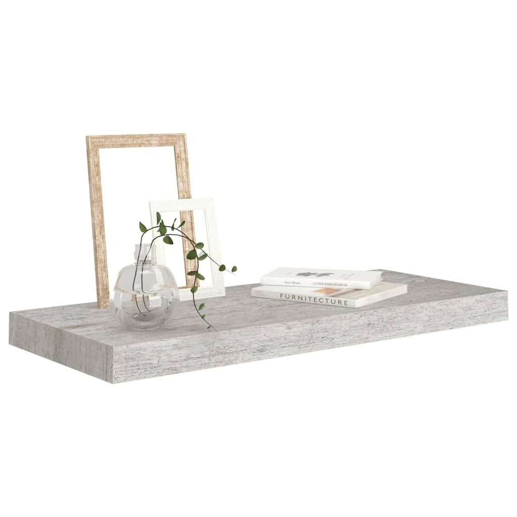 Pakabinamos lentynos, 4vnt., betono pilkos, 60x23,5x3,8cm, MDF
