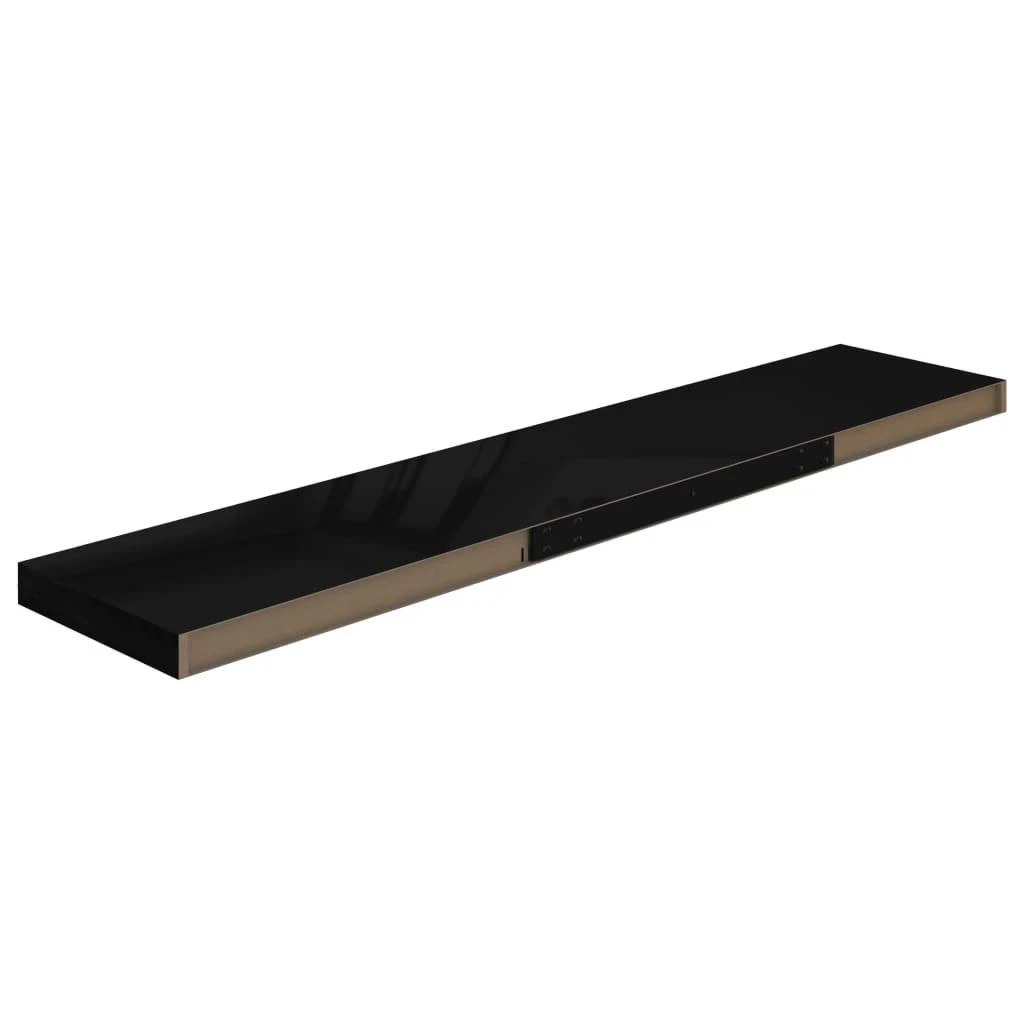 Pakabinamos lentynos, 4vnt., juodos, 120x23,5x3,8cm, MDF