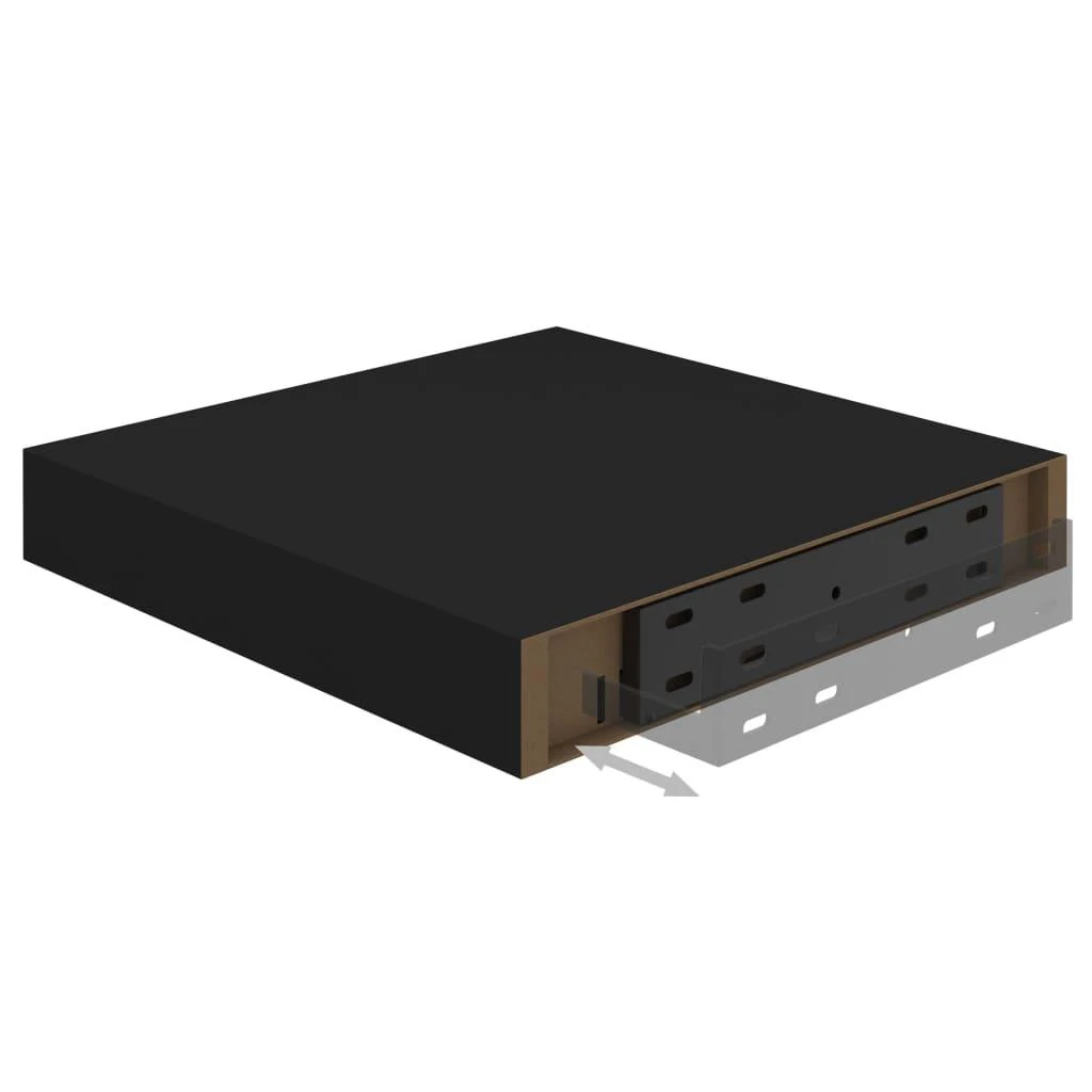 Pakabinamos lentynos, 4vnt., juodos, 23x23,5x3,8cm, MDF